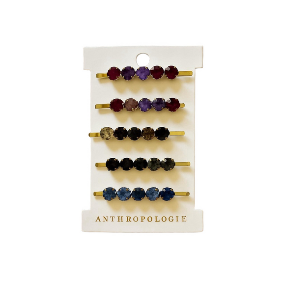 Anthropologie Accessories - Anthropologie Gold Bobby Pin Set NWT MultiColored Gemstones
